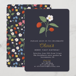 Inbjudan till första födelsedag för marin jordgubb