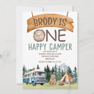 Inbjudan till första födelsedag i Lycklig-Camper
