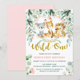 Inbjudan till första födelsedag | Rosa Jungle Späd