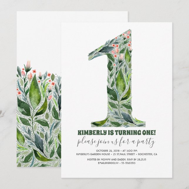  Inbjudan till första födelsedagspartiet (Fram/baksida)