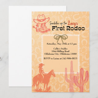 Inbjudan till första rodeo-födelsedag