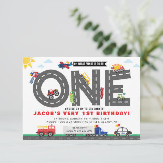 Inbjudan till förste födelsedagsfirande - transpor