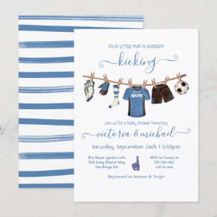 Inbjudan till fotbollsclothesline Baby Shower