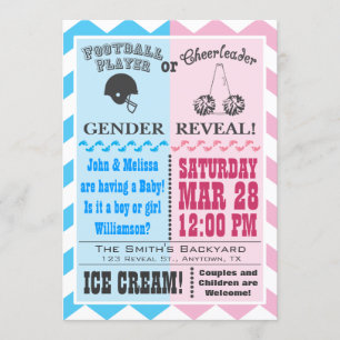 Inbjudan till fotbollsledare Gender Reveal Blan