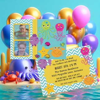 Inbjudan till foto Ocean Sea Life Octopus Birthday
