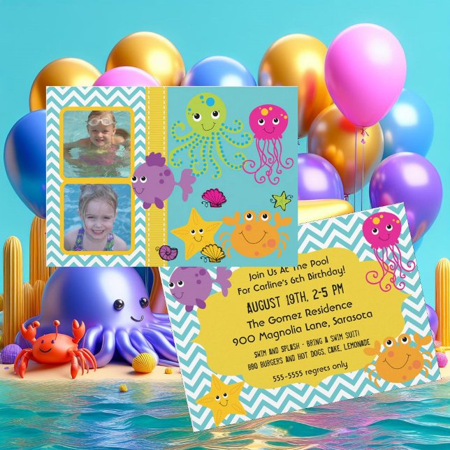 Inbjudan till foto Ocean Sea Life Octopus Birthday (Skapare uppladdad)