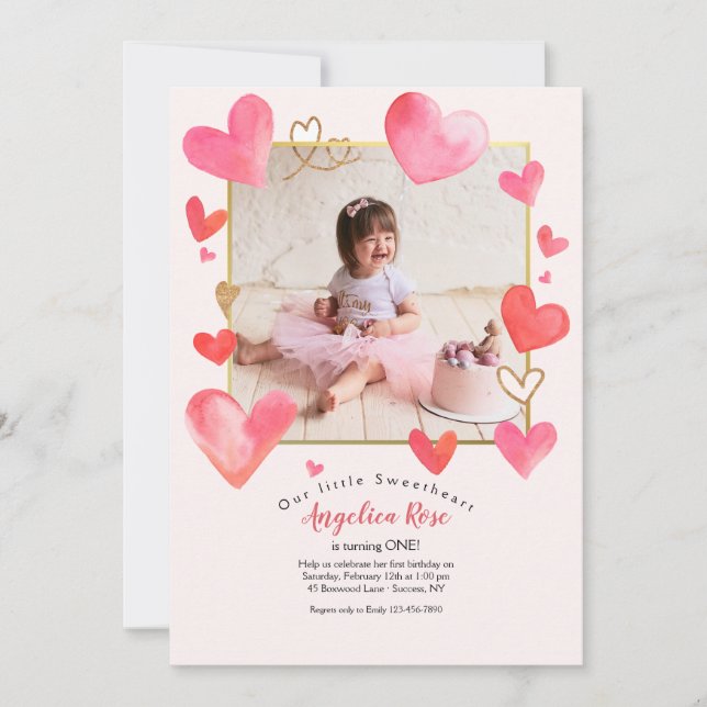 Inbjudan till foto på födelsedagen i Heart Ram (Framsida)