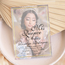 Inbjudan till foto Quinceanera Guld med minimal El