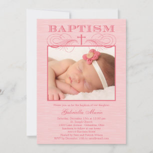 Inbjudan till fotobaptism i chic Struktur - Rosa