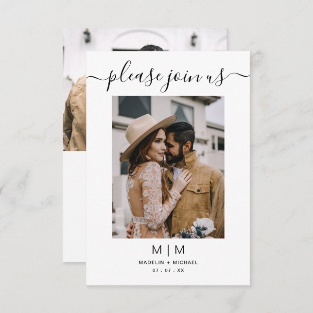 Inbjudan till fotobröllop (Fram/baksida)