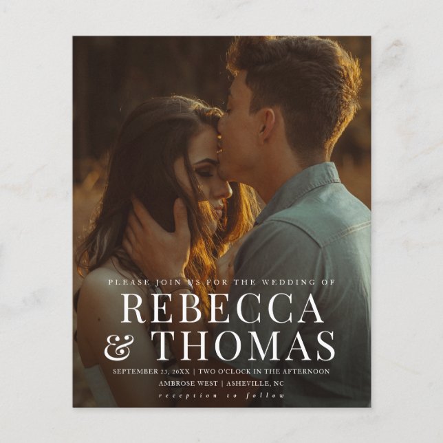 Inbjudan till fotobröllop av budgettyp (Framsida)