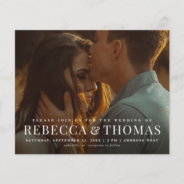 Inbjudan till fotobröllop för budgetmodern Elegant (Framsida)