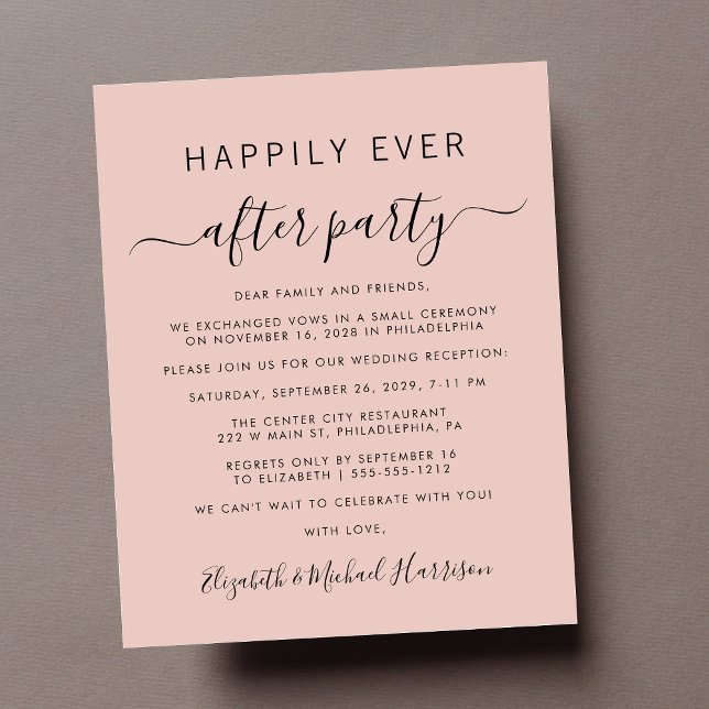 Inbjudan till  fotobröllop i budgeten (A chic budget-friendly Happily Ever After Party invitation for your wedding celebration)
