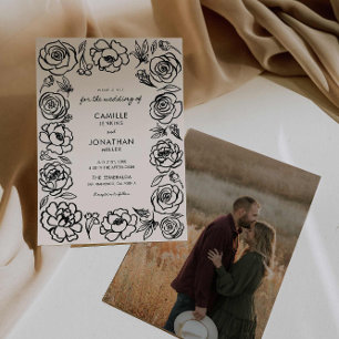 Inbjudan till fotobröllop i elegant Hand plockade 