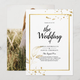 Inbjudan till fotobröllop i elegant White & Guld