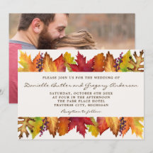 Inbjudan till fotobröllop i höst löv