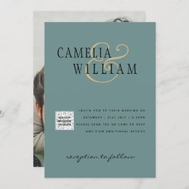 Inbjudan till fotobröllop i sjöglas QR-kod - Spara