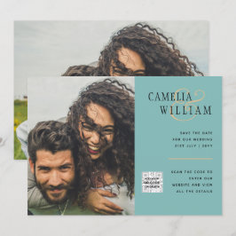 Inbjudan till fotobröllop i sjöglas QR-kod - Spara