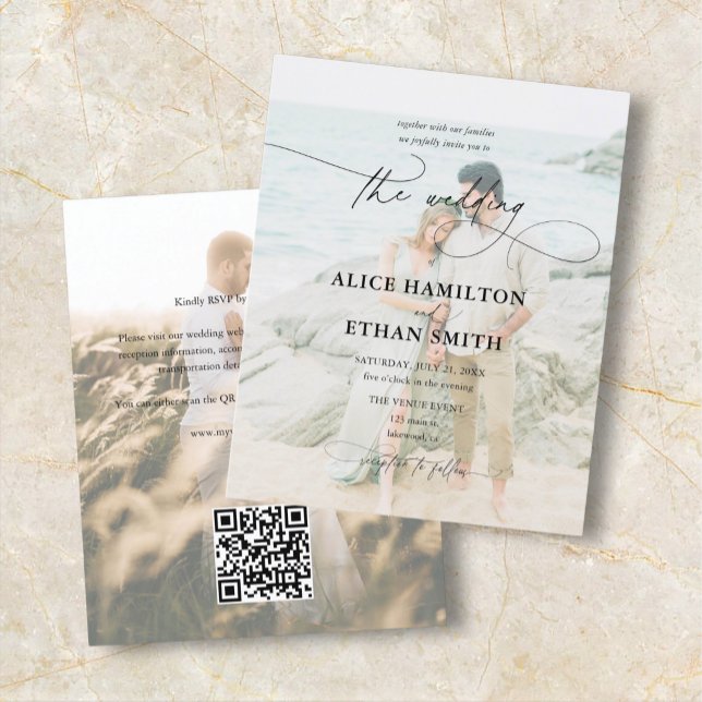 Inbjudan till fotobröllop med budgetskript (Skapare uppladdad)