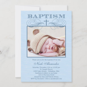 Inbjudan till fotodobaptism i chic - blått