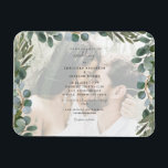 Inbjudan till fotoeukalyptus-bröllop magnet<br><div class="desc">Bröllopsinbjudan,  flexibel magnet. Eucalyptus. Vattenfärg.</div>