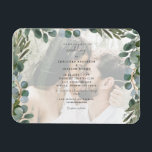 Inbjudan till fotoeukalyptus-bröllop magnet<br><div class="desc">Bröllopsinbjudan,  flexibel magnet. Eucalyptus. Vattenfärg.</div>