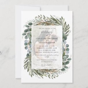 Inbjudan till fotoeukalyptus White Wedding