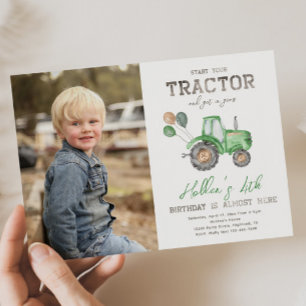 Inbjudan till fotofödelsedag för traktor Jordbru