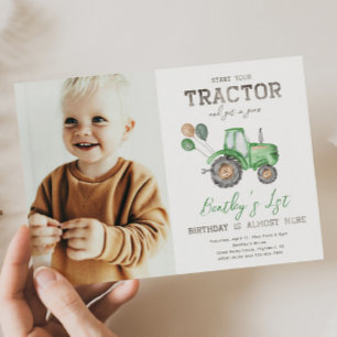 Inbjudan till fotofödelsedag för traktor Jordbru
