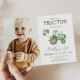 Inbjudan till fotofödelsedag för traktor | Jordbru