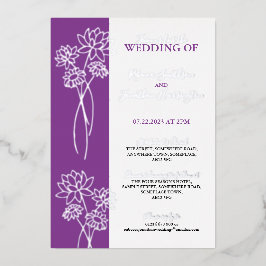 Inbjudan till fotofoto Bröllop Foil silver Flower 