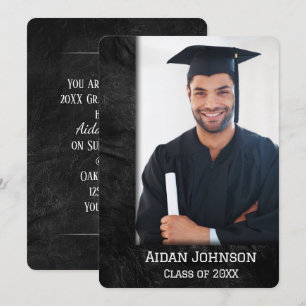 Inbjudan till fotofoto Ram i studenten-läder