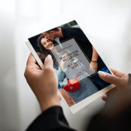 Inbjudan till fotopat Guld Ram bröllopsinbjudan