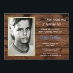 Inbjudan till fotopatdagen Vintage Stil-trä<br><div class="desc">Lägg till fotot till den här vintagen,  stil inbjudan. Lägg till vilken ålder som helst. Bakåtskriften ingår.</div>