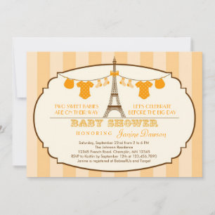 Inbjudan till Fransk Eiffel Torn Twin Baby Shower