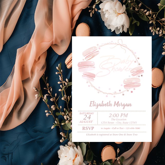 Inbjudan till fransk Macarons babyvisningsprogram (Skapare uppladdad)