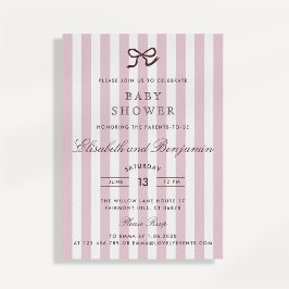 Inbjudan till fransk Rosa Bow & Rand Baby Shower