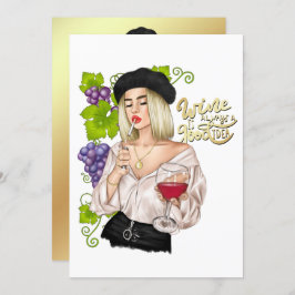 Inbjudan till fransk Vin Woman Bachelorette-partie