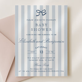 Inbjudan till franskens Blue Bow & Rand Baby Showe