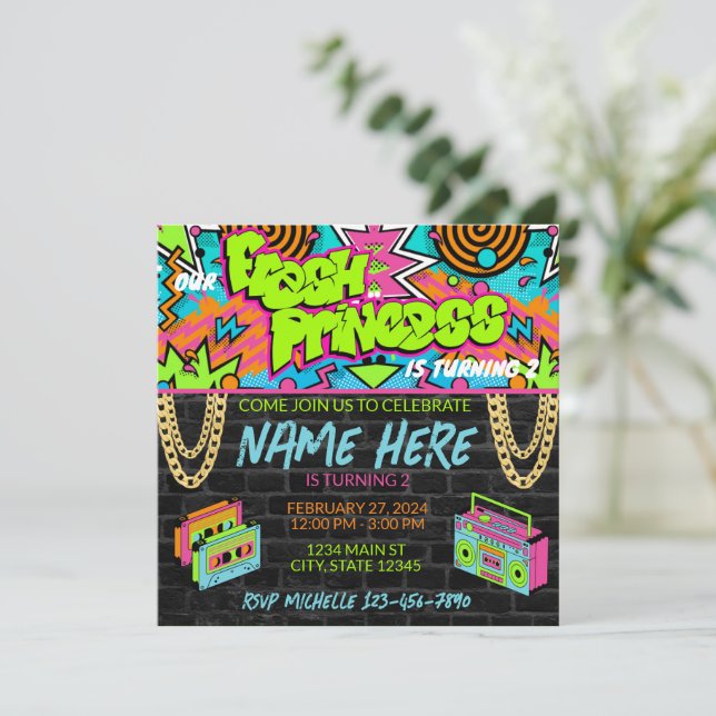 Inbjudan till Fresh Princess Birthday (Stående Fram)