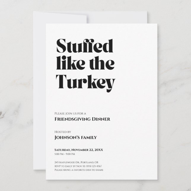 Inbjudan till Friendsgiving (Framsida)