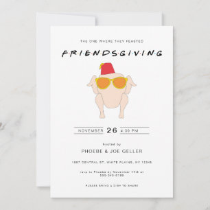Inbjudan till Friendsgiving med kalkon Thanksgivin