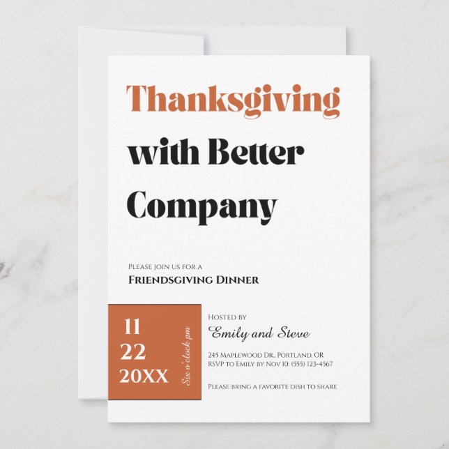 Inbjudan till Friendsgiving-middag (Framsida)