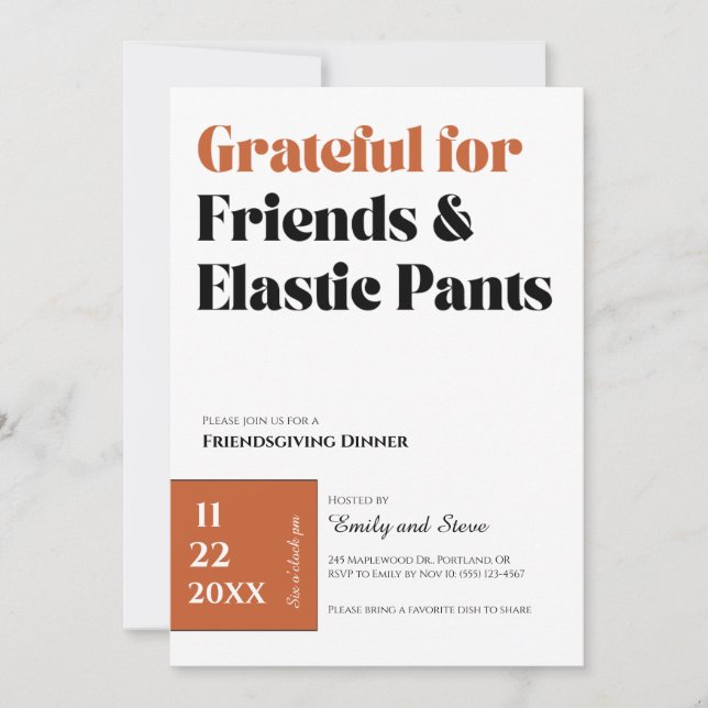 Inbjudan till Friendsgiving-middag (Framsida)