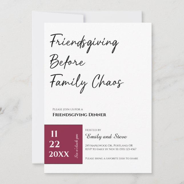 Inbjudan till Friendsgiving-middag (Framsida)