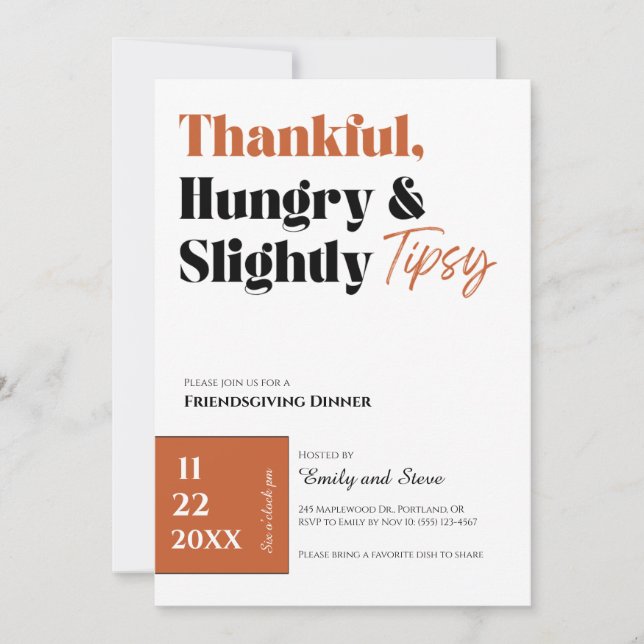 Inbjudan till Friendsgiving-middag (Framsida)