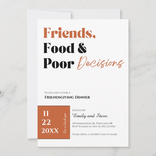 Inbjudan till Friendsgiving-middag (Framsida)