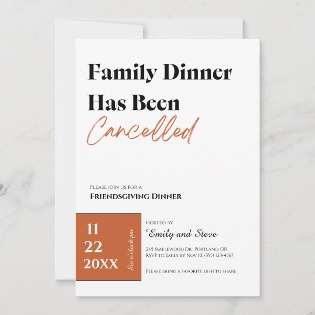 Inbjudan till Friendsgiving-middag (Framsida)