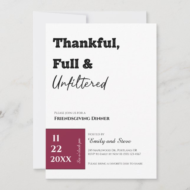 Inbjudan till Friendsgiving-middag (Framsida)