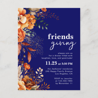 Inbjudan till Friendsgiving-middag höstblommor